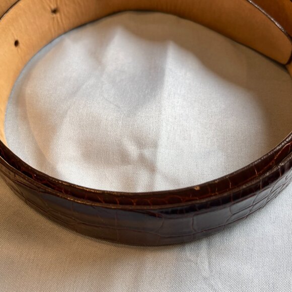 Cipriani Italian Alligator Calfskin Designer Belt, Brown, Size Large 1\